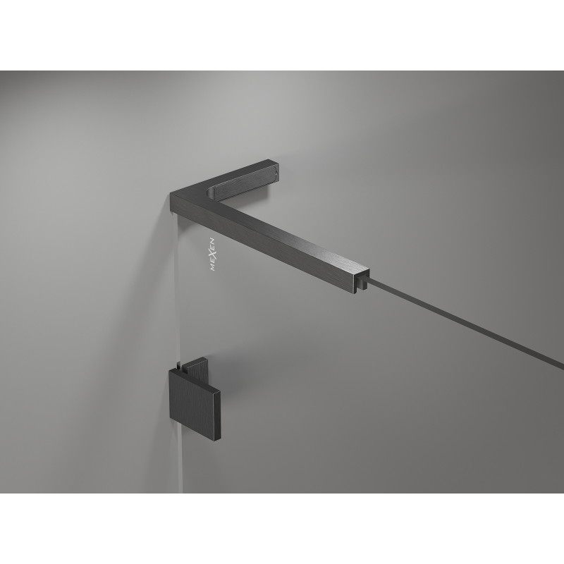 Mexen Lunar L pentagonal left-hinged shower cabin 90x90 cm, transparent, brushed gun gray - 831L-090L-090P-66-00-L