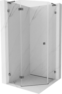 Mexen Lunar L pentagonal left hinged shower enclosure 100x100 cm transparent, gun gray brushed - 831L-100L-100P-66-00-L