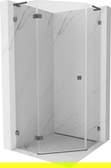 Mexen Lunar L Pentagonal Shower Enclosure Left-Hinged 100x100 cm Transparent, Brushed Gun Gray - 831L-100L-100P-66-00-L