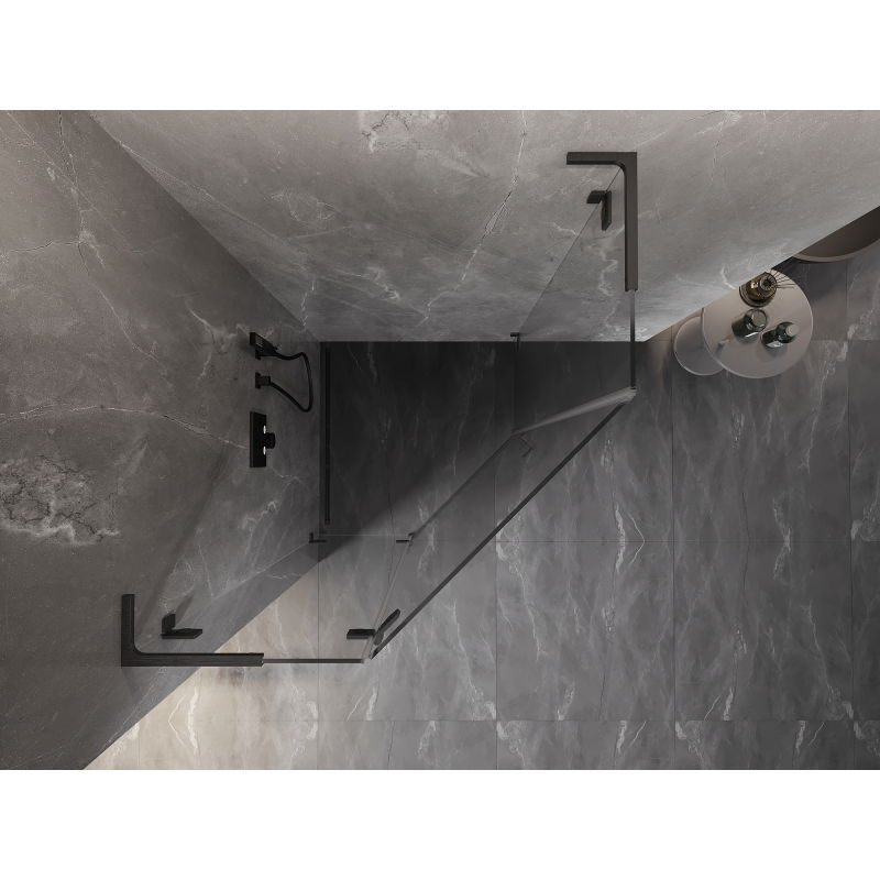 Mexen Lunar L Pentagonal Shower Enclosure Left-Hinged 100x100 cm Transparent, Brushed Gun Gray - 831L-100L-100P-66-00-L