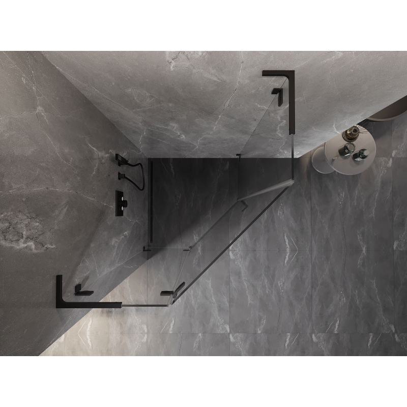 Mexen Lunar L pentagonal left hinged shower cabin 80 x 80 cm, transparent, black - 831L-080L-080P-70-00-L