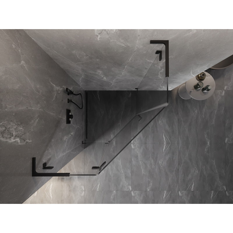 Mexen Lunar L Pentagonal Shower Enclosure Left Hinged 90 x 90 cm, Transparent, Black - 831L-090L-090P-70-00-L