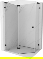 Mexen Lunar L pentagonal pivot shower enclosure left 100 x 80 cm, transparent, black - 831L-100L-080P-70-00-L