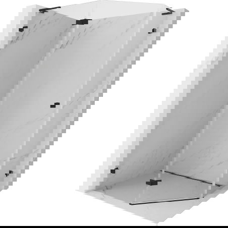 Mexen Lunar L Pivot Left Pentagonal Shower Enclosure 100 x 90 cm, Transparent, Black - 831L-100L-090P-70-00-L