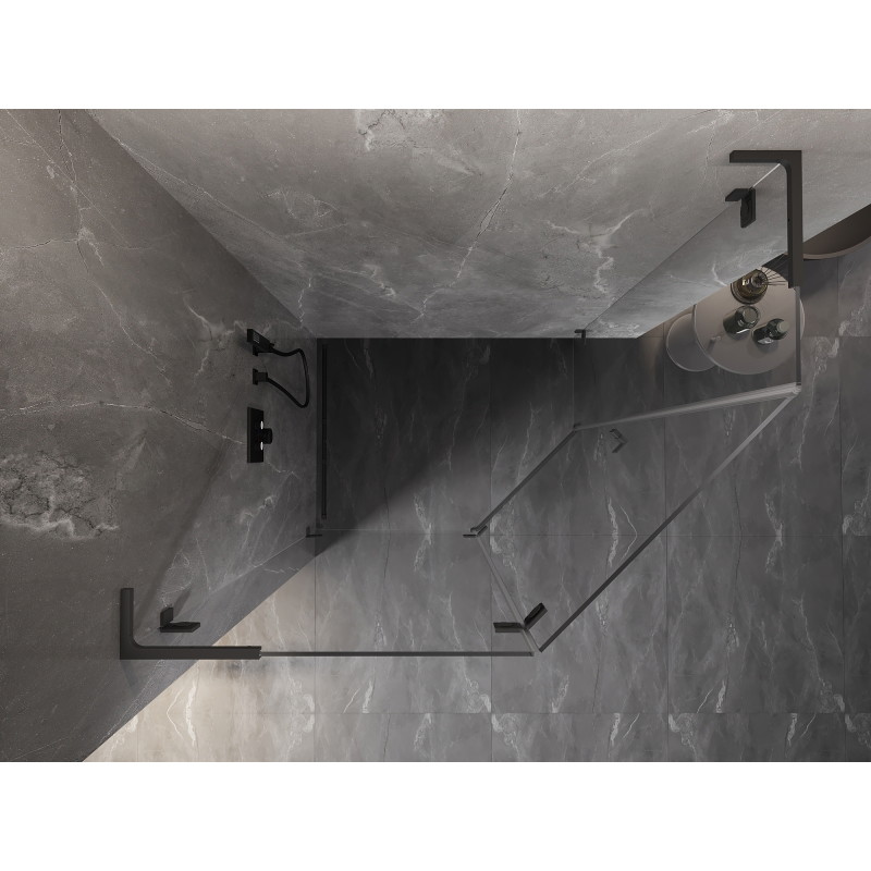 Mexen Lunar L pentagonal pivot shower cabin left 100 x 80 cm, transparent, gun metal - 831L-100L-080P-95-00-L