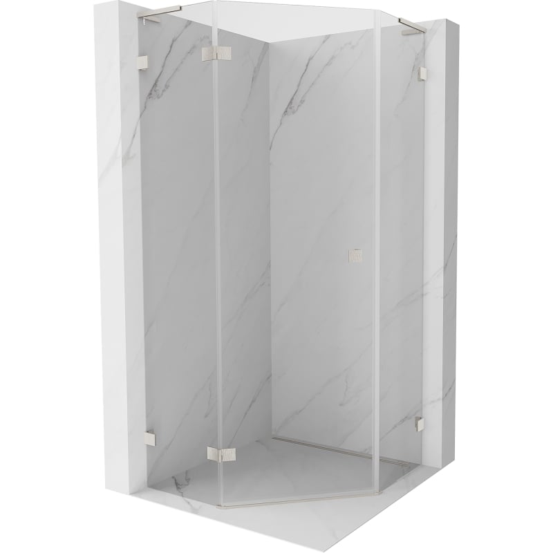 Mexen Lunar L pentagonal left-hinged shower cabin 80 x 80 cm, transparent, brushed nickel - 831L-080L-080P-97-00-L
