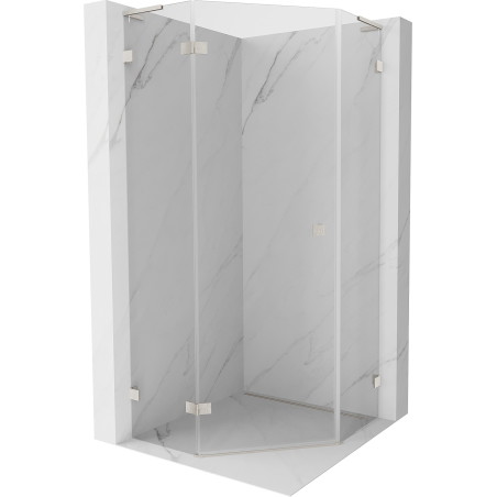Mexen Lunar L pentagonal shower cabin with left hinged door 80 x 80 cm, transparent, brushed nickel - 831L-080L-080P-97-00-L