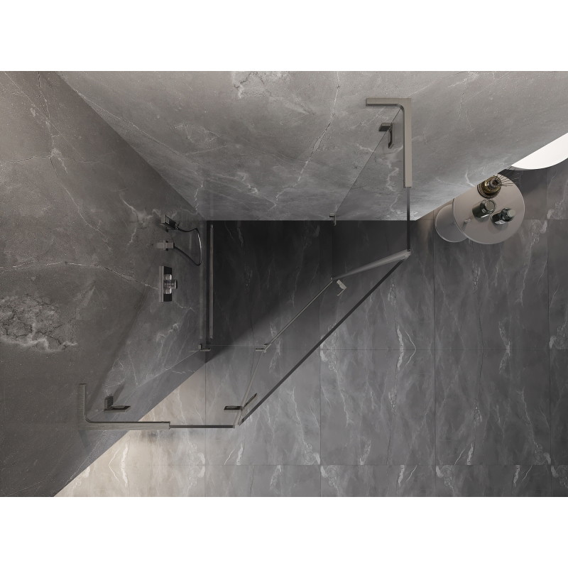 Mexen Lunar L pentagonal shower cabin with left hinged door 80 x 80 cm, transparent, brushed nickel - 831L-080L-080P-97-00-L
