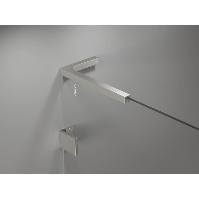 Mexen Lunar L pentagonal shower cabin with left hinged door 80 x 80 cm, transparent, brushed nickel - 831L-080L-080P-97-00-L