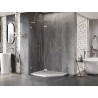 Mexen Lunar L pentagonal pivot shower enclosure, left side, 90 x 80 cm, transparent, brushed nickel - 831L-090L-080P-97-00-L