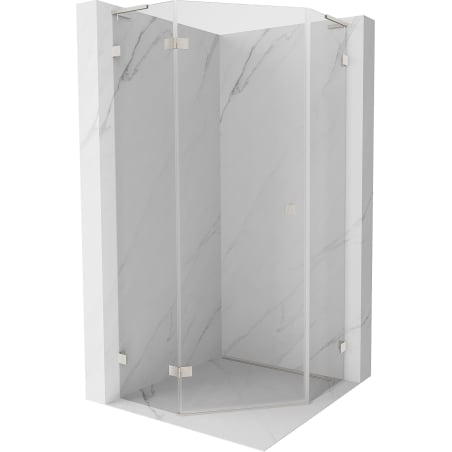 Mexen Lunar L pentagon shower enclosure left hinged 90 x 90 cm, transparent, brushed nickel - 831L-090L-090P-97-00-L
