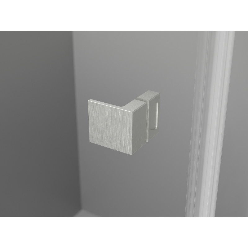 Mexen Lunar L pentagonal shower enclosure, left hinged 100 x 80 cm, transparent, brushed nickel - 831L-100L-080P-97-00-L