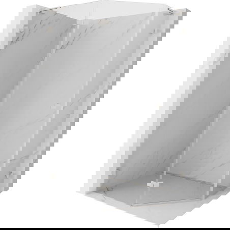 Mexen Lunar L Pentagonal Shower Enclosure Hinged Left 100 x 80 cm, Transparent, Brushed Nickel - 831L-100L-080P-97-00-L