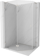 Mexen Lunar L pentagonal shower enclosure, left hinged 100 x 80 cm, transparent, brushed nickel - 831L-100L-080P-97-00-L