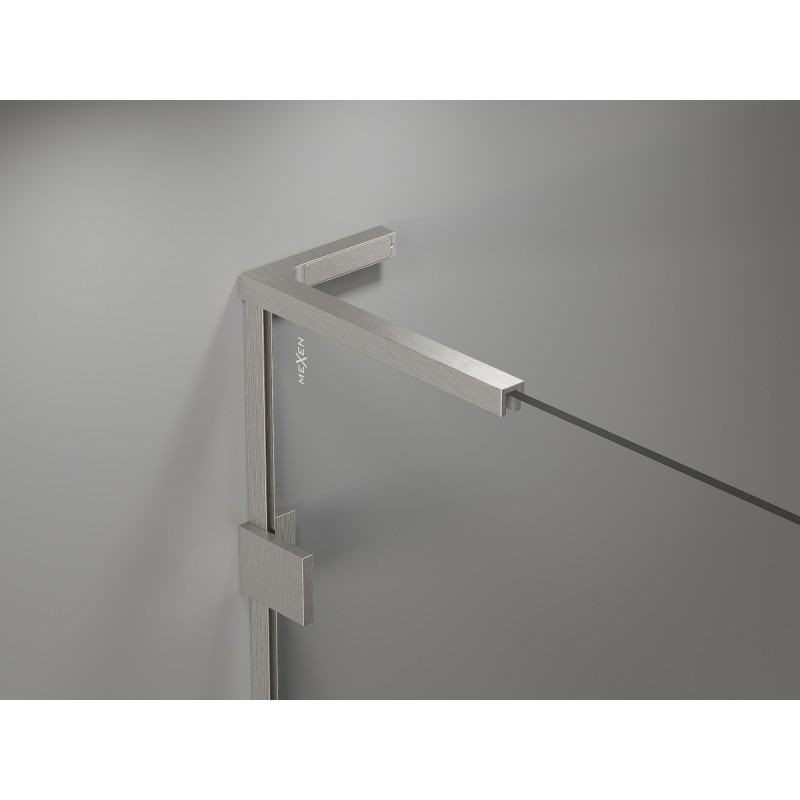 Mexen Lunar L pentagonal left hinged shower enclosure 100 x 90 cm, transparent, brushed nickel - 831L-100L-090P-97-00-L