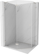 Mexen Lunar L pentagonal left hinged shower enclosure 100 x 90 cm, transparent, brushed nickel - 831L-100L-090P-97-00-L