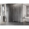 Mexen Lunar L pentagonal left hinged shower enclosure 100 x 90 cm, transparent, brushed nickel - 831L-100L-090P-97-00-L