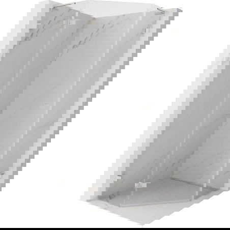 Mexen Lunar L pentagonal shower enclosure hinged left 100x100 cm, transparent, brushed nickel - 831L-100L-100P-97-00-L