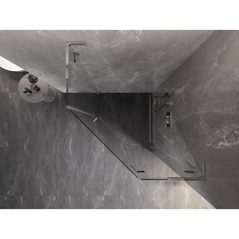 Mexen Lunar L Right Folding Pentagonal Shower Enclosure 80 x 80 cm, Transparent, Chrome - 831L-080P-080L-01-00-P