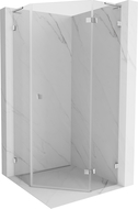 Mexen Lunar L pentagon shower enclosure with hinged right door 100 x 100 cm, transparent, chrome - 831L-100P-100L-01-00-P