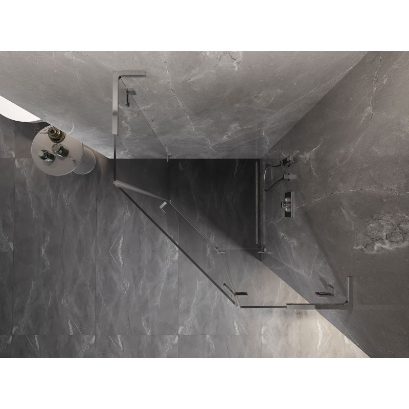 Mexen Lunar L pentagon shower enclosure with hinged right door 100 x 100 cm, transparent, chrome - 831L-100P-100L-01-00-P