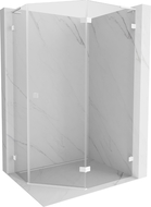 Mexen Lunar L pentagonal shower enclosure, right hinged 90 x 80 cm, transparent, white - 831L-090P-080L-20-00-P