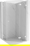 Mexen Lunar L pentagonal shower enclosure, right swing 100 x 100 cm, transparent, white - 831L-100P-100L-20-00-P