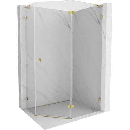 Mexen Lunar L right-side pentagonal shower cabin 90 x 80 cm, transparent, gold - 831L-090P-080L-50-00-P