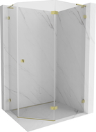 Mexen Lunar L right-side pentagonal shower cabin 90 x 80 cm, transparent, gold - 831L-090P-080L-50-00-P