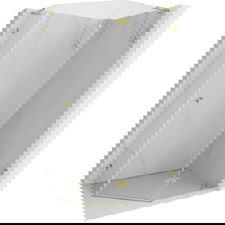 Mexen Lunar L Pentagonal Right Hinged Shower Enclosure 100 x 90 cm, Transparent, Gold - 831L-100P-090L-50-00-P