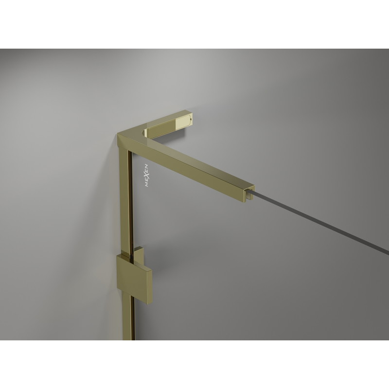 Mexen Lunar L pentagonal right-swing shower enclosure 100 x 100 cm, transparent, gold - 831L-100P-100L-50-00-P