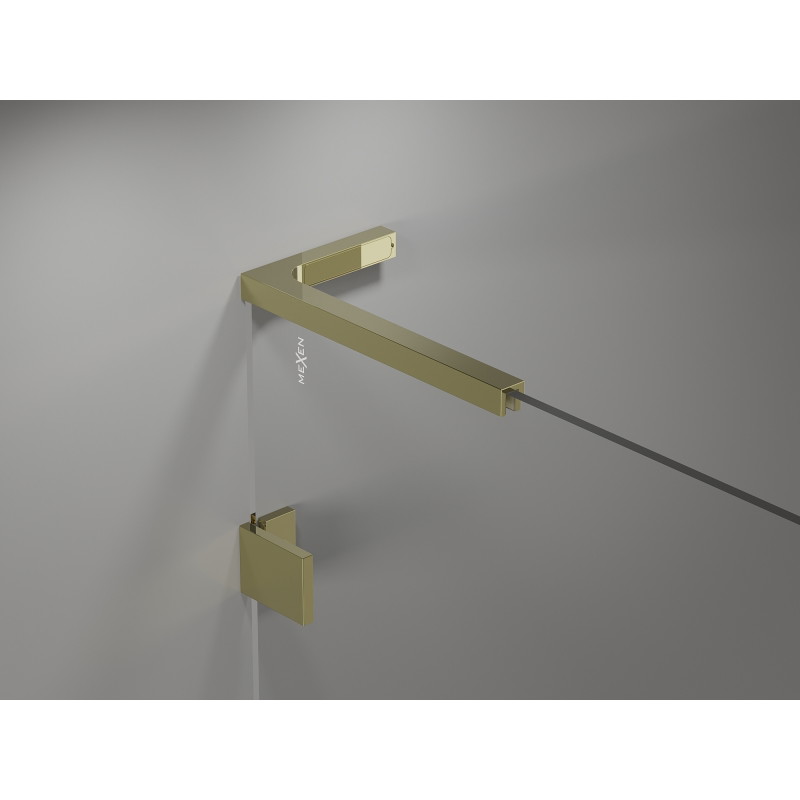 Mexen Lunar L pentagonal right-swing shower enclosure 100 x 100 cm, transparent, gold - 831L-100P-100L-50-00-P