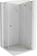 Mexen Lunar L pentagonal right-swing shower enclosure 100 x 100 cm, transparent, gold - 831L-100P-100L-50-00-P