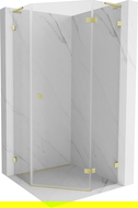 Mexen Lunar L pentagonal shower enclosure, right swing, 80 x 80 cm, transparent, brushed gold - 831L-080P-080L-55-00-P