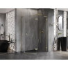 Mexen Lunar L pentagonal right swing shower cabin 90 x 80 cm, transparent, brushed gold - 831L-090P-080L-55-00-P