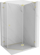 Mexen Lunar L pentagonal right swing shower cabin 90 x 80 cm, transparent, brushed gold - 831L-090P-080L-55-00-P
