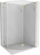 Mexen Lunar L pentagonal right-hinged shower cabin 100 x 80 cm, transparent, brushed gold - 831L-100P-080L-55-00-P