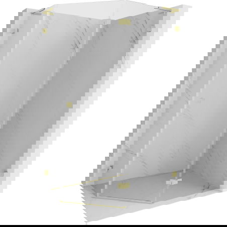 Mexen Lunar L Pentagonal Shower Enclosure Hinged Right 100 x 90 cm, Transparent, Brushed Gold - 831L-100P-090L-55-00-P