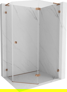 Mexen Lunar L pentagonal hinged right shower cabin 100 x 90 cm, transparent, rose gold - 831L-100P-090L-60-00-P