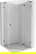 Mexen Lunar L right-hinged pentagon shower enclosure 100 x 100 cm, transparent, pink gold - 831L-100P-100L-60-00-P