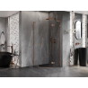 Mexen Lunar L pentagonal shower enclosure swing right 100 x 100 cm, transparent, rose gold - 831L-100P-100L-60-00-P