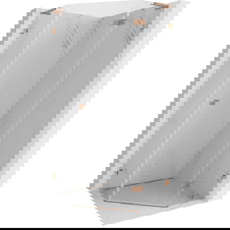 Mexen Lunar L Pentagonal Hinged Shower Enclosure Right 80 x 80 cm, Transparent, Brushed Copper - 831L-080P-080L-65-00-P