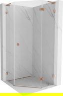 Mexen Lunar L Pentagonal Hinged Shower Enclosure Right 80 x 80 cm, Transparent, Brushed Copper - 831L-080P-080L-65-00-P