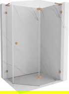 Mexen Lunar L pentagonal right-hinged shower enclosure 90 x 80 cm, transparent, brushed copper - 831L-090P-080L-65-00-P