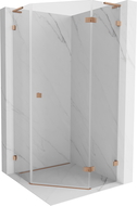 Mexen Lunar L pentagonal right hinged shower cabin 90 x 90 cm, transparent, brushed copper - 831L-090P-090L-65-00-P