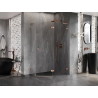 Mexen Lunar L pentagon shower cabin, right-hinged, 100 x 80 cm, transparent, brushed copper - 831L-100P-080L-65-00-P
