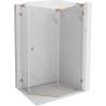 Mexen Lunar L pentagon shower cabin, right-hinged, 100 x 80 cm, transparent, brushed copper - 831L-100P-080L-65-00-P