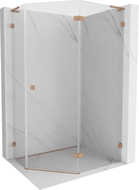 Mexen Lunar L pentagon shower cabin, right-hinged, 100 x 80 cm, transparent, brushed copper - 831L-100P-080L-65-00-P
