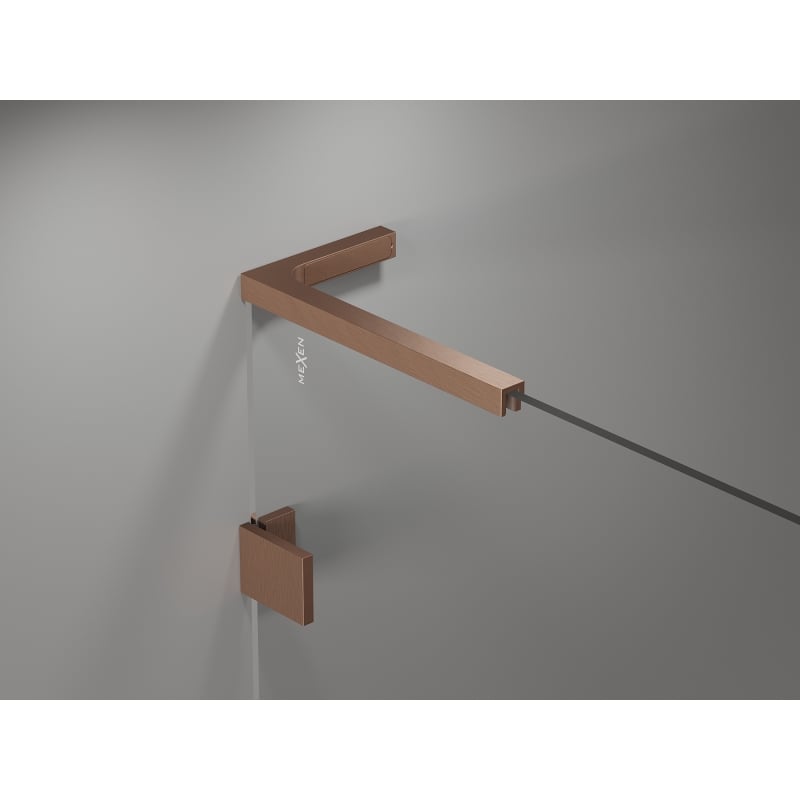 Mexen Lunar L pentagonal right-hinged shower cabin 100x100 cm, transparent, brushed copper - 831L-100P-100L-65-00-P
