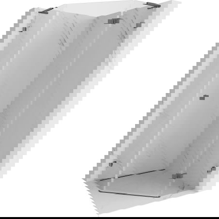 Mexen Lunar L pentagonal shower enclosure, right hinged 90x90 cm, transparent, brushed gun gray - 831L-090P-090L-66-00-P